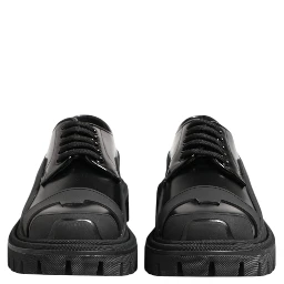 Black Patent Leather Trekking Derby Shoes