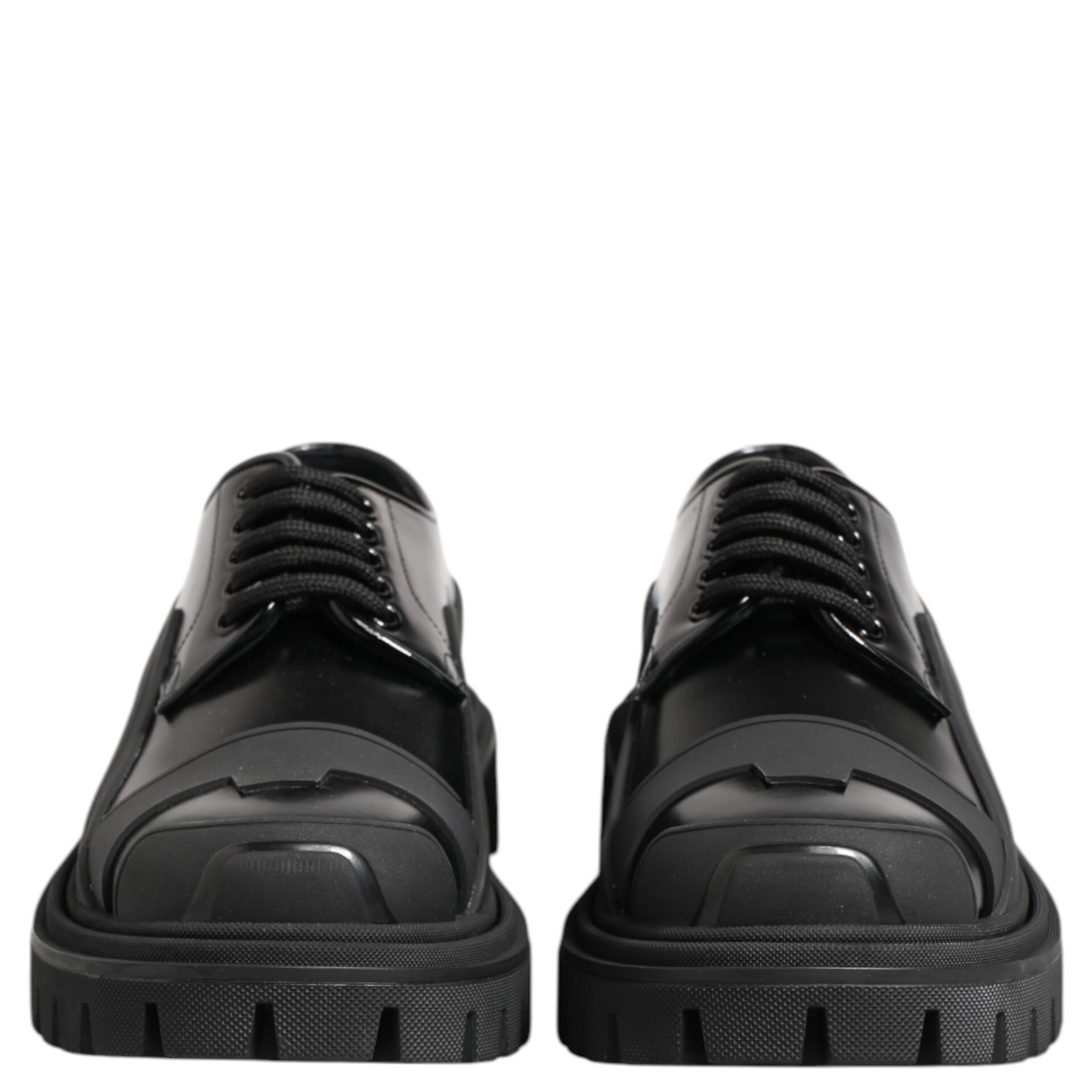 Black Patent Leather Trekking Derby Shoes