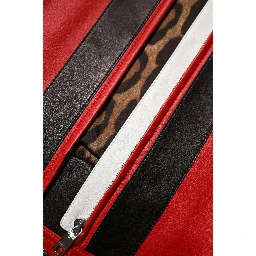 Multicolor Leather Biker Full Zip Coat Jacket