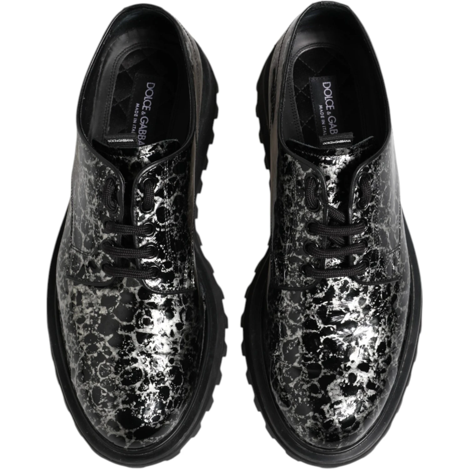Black White Calfskin Chunky Derby Shoes