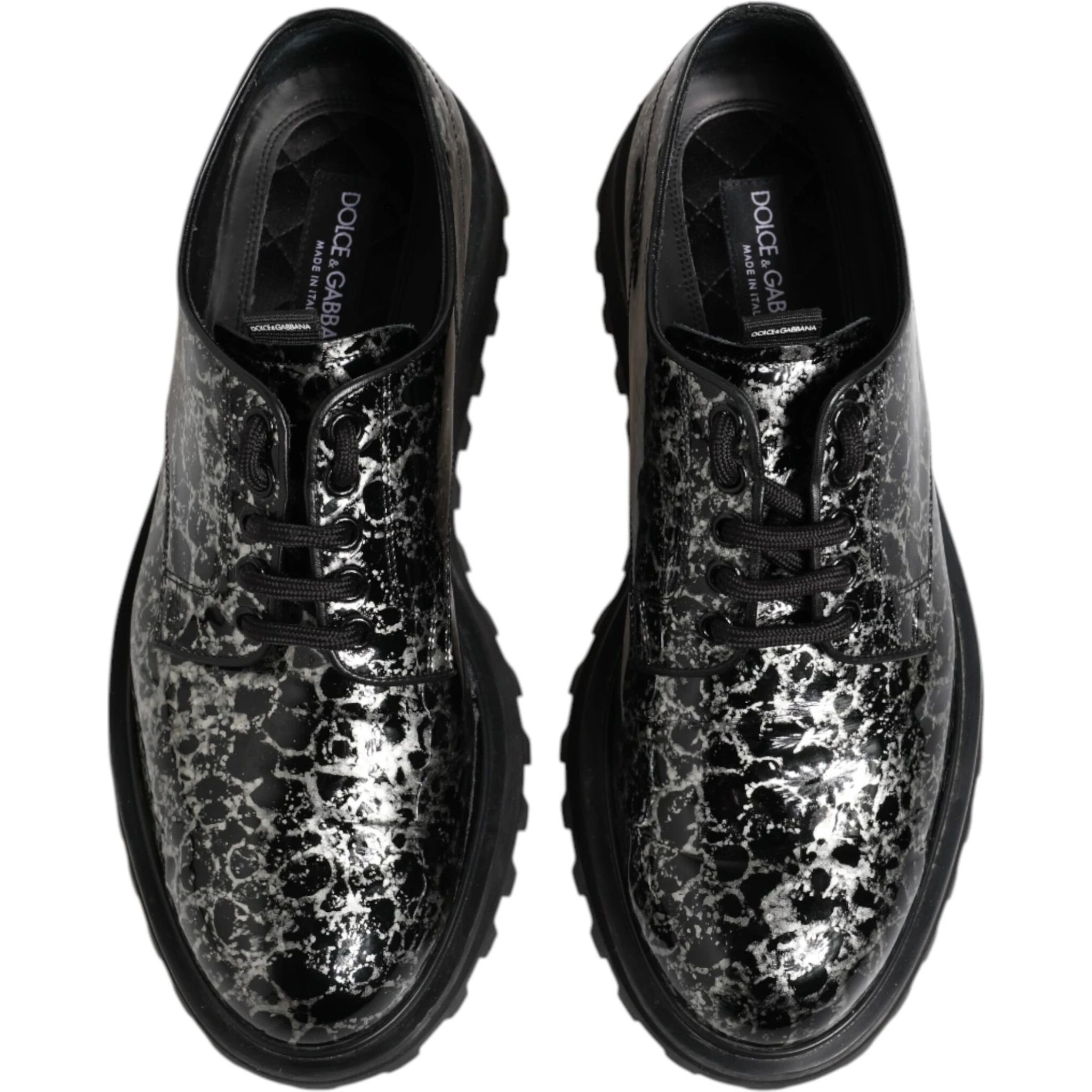 Black White Calfskin Chunky Derby Shoes