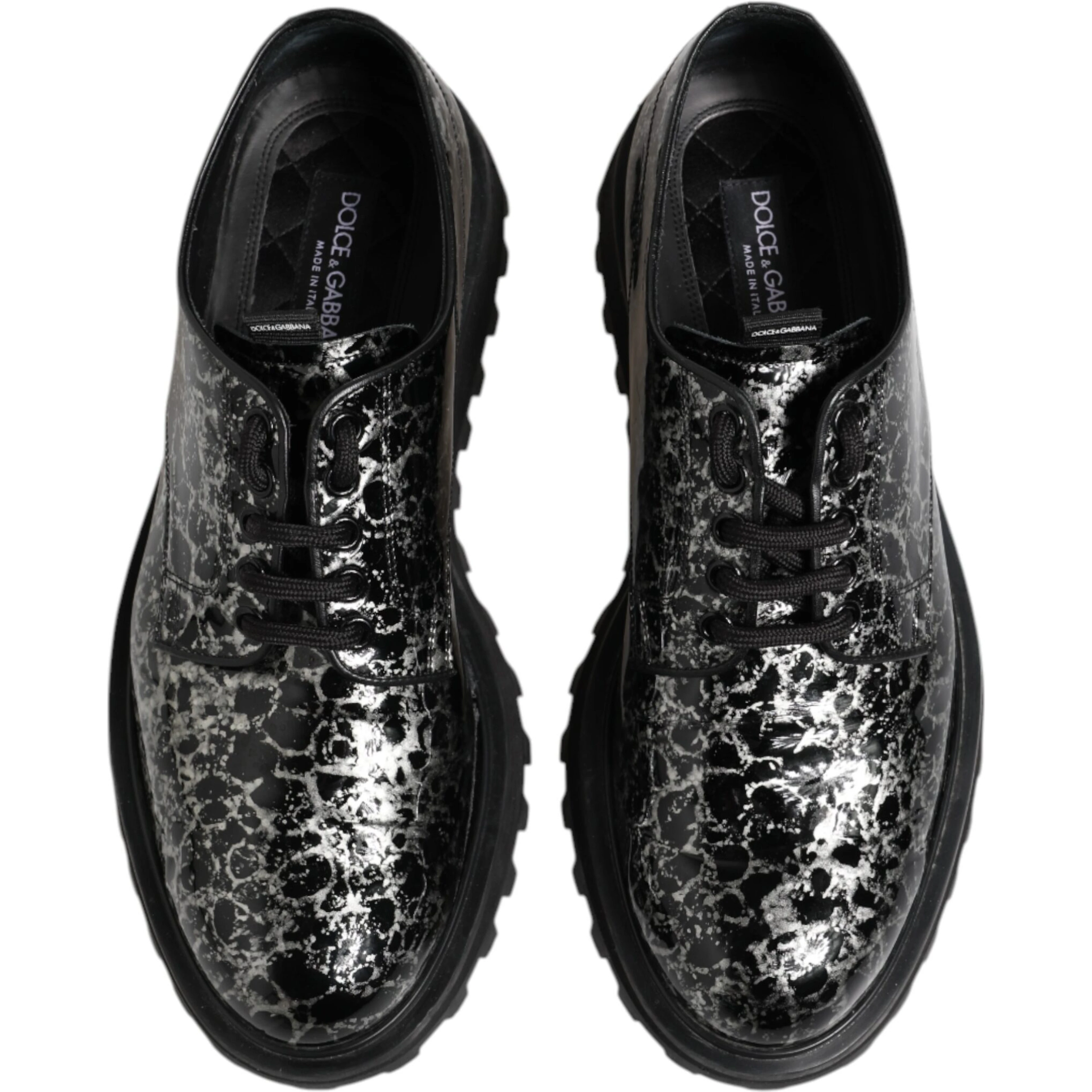 Black White Calfskin Chunky Derby Shoes