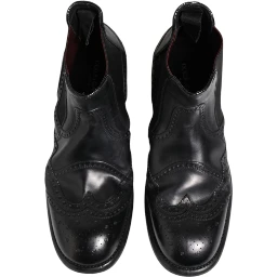 Black Leather Ankle Boots Slip On Shoes