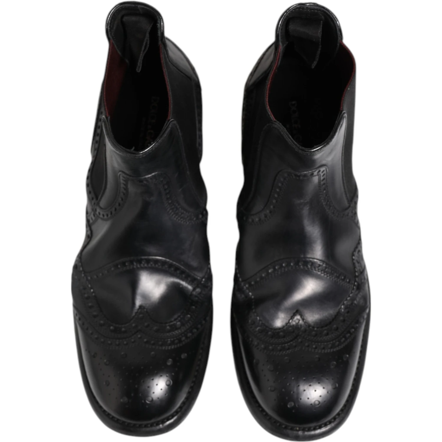 Black Leather Ankle Boots Slip On Shoes
