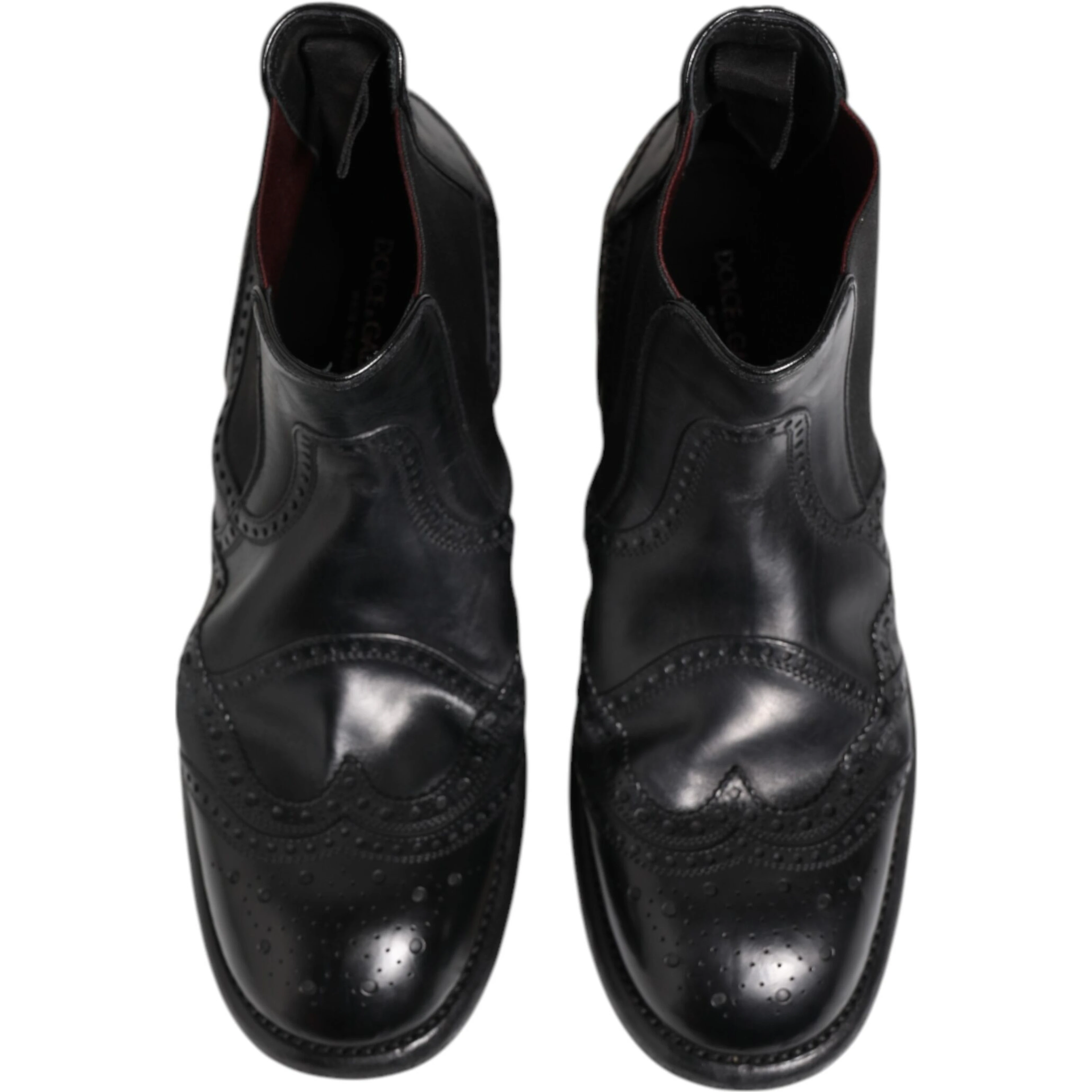 Black Leather Ankle Boots Slip On Shoes
