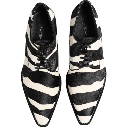 Black White Zebra Pony Fur Dress Shoes