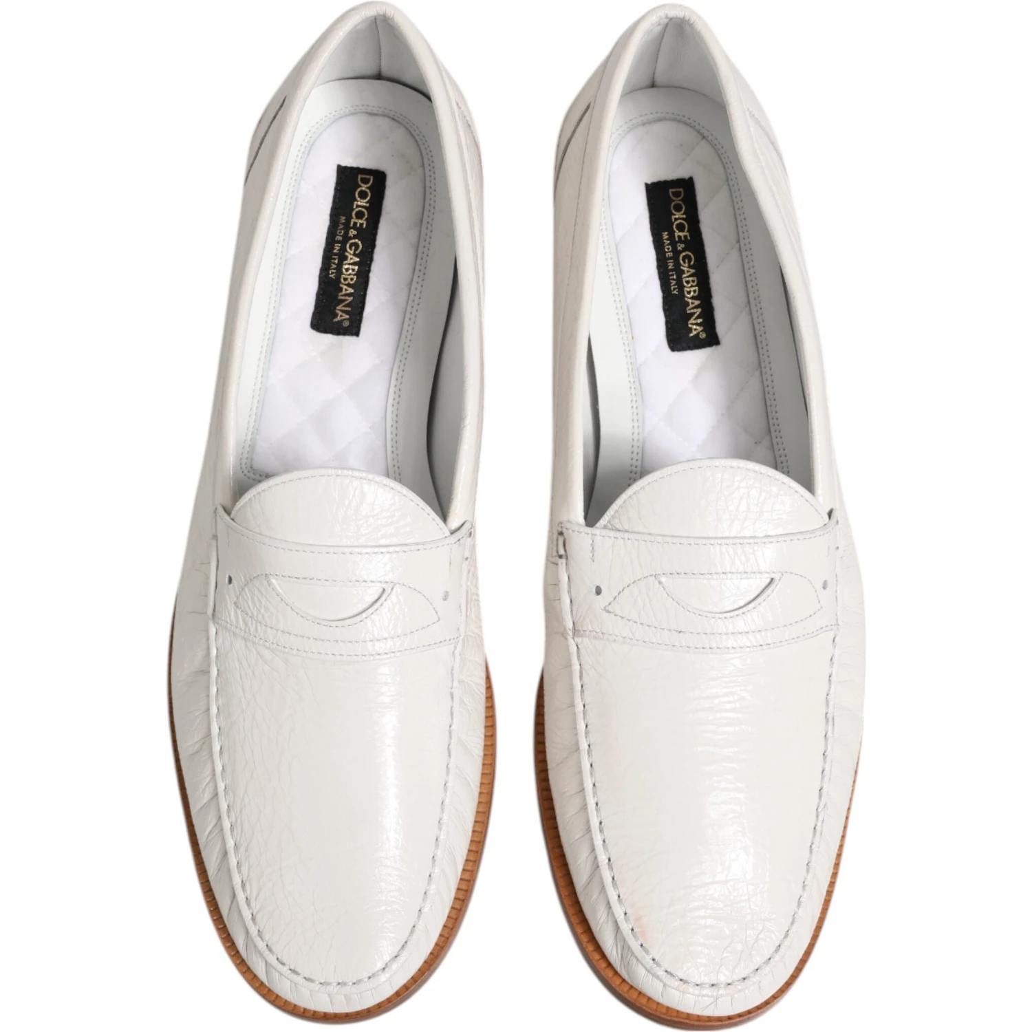 White Leather Loafers Moccasins Slip On Shoes
