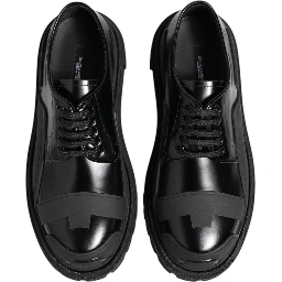Black Patent Leather Trekking Derby Shoes