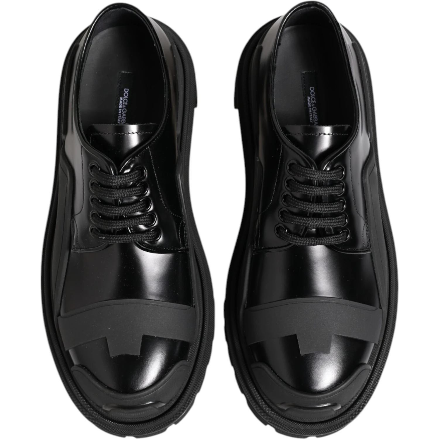 Black Patent Leather Trekking Derby Shoes