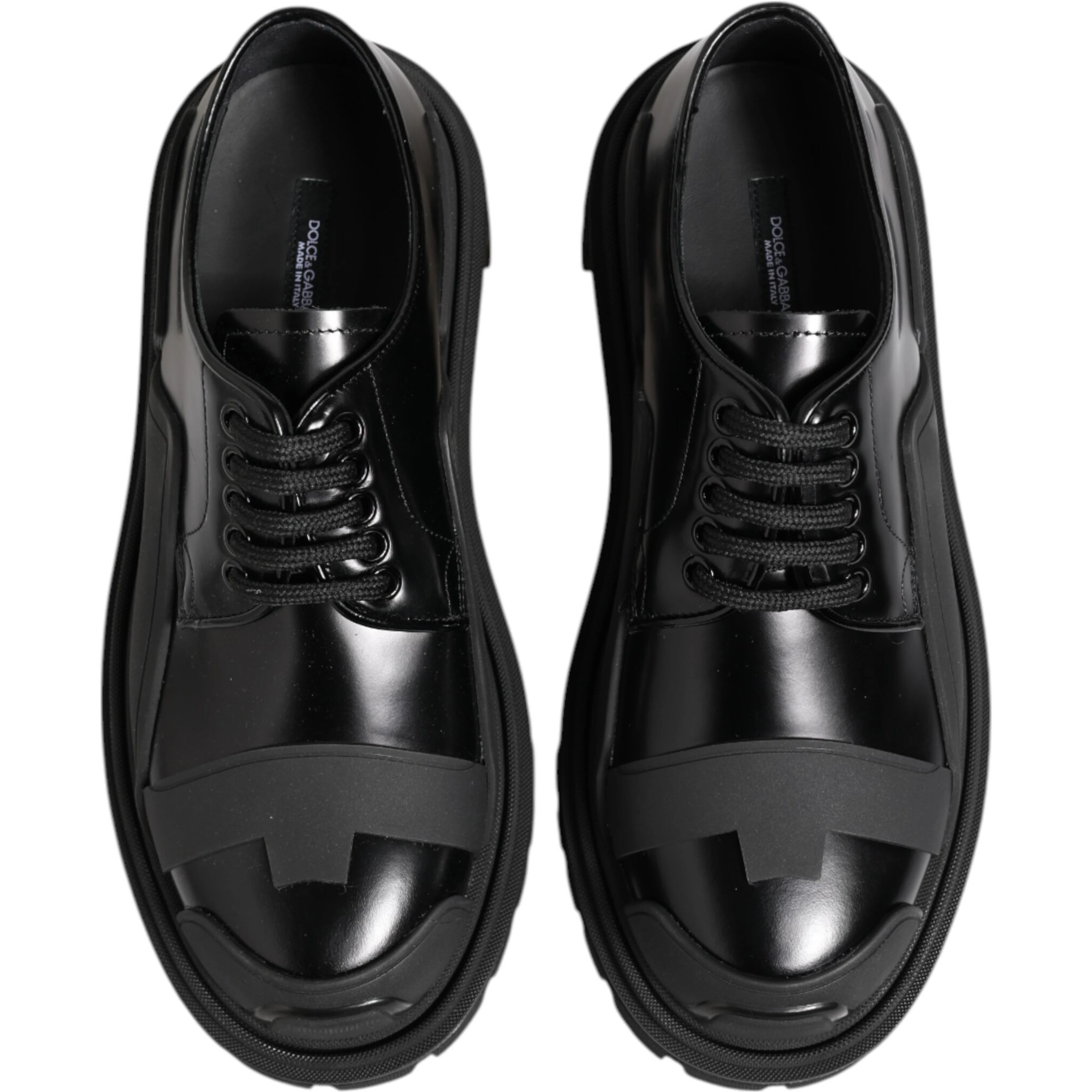 Black Patent Leather Trekking Derby Shoes