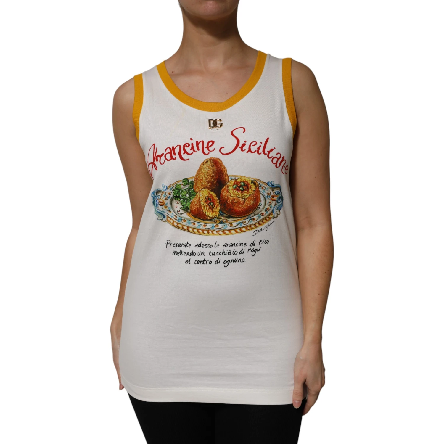 White Araneine Siciliane Sleeveless Tank Top