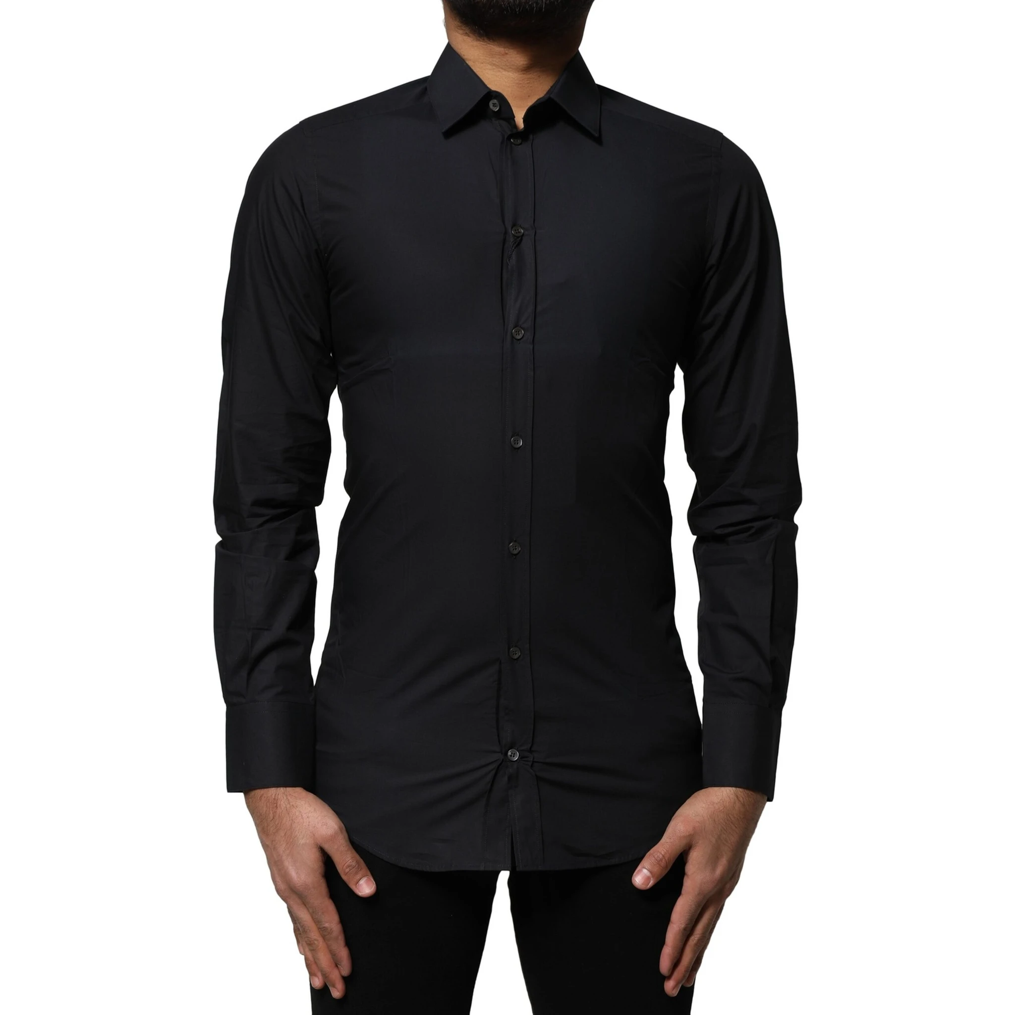Black Cotton GOLD Long Sleeves Dress Shirt