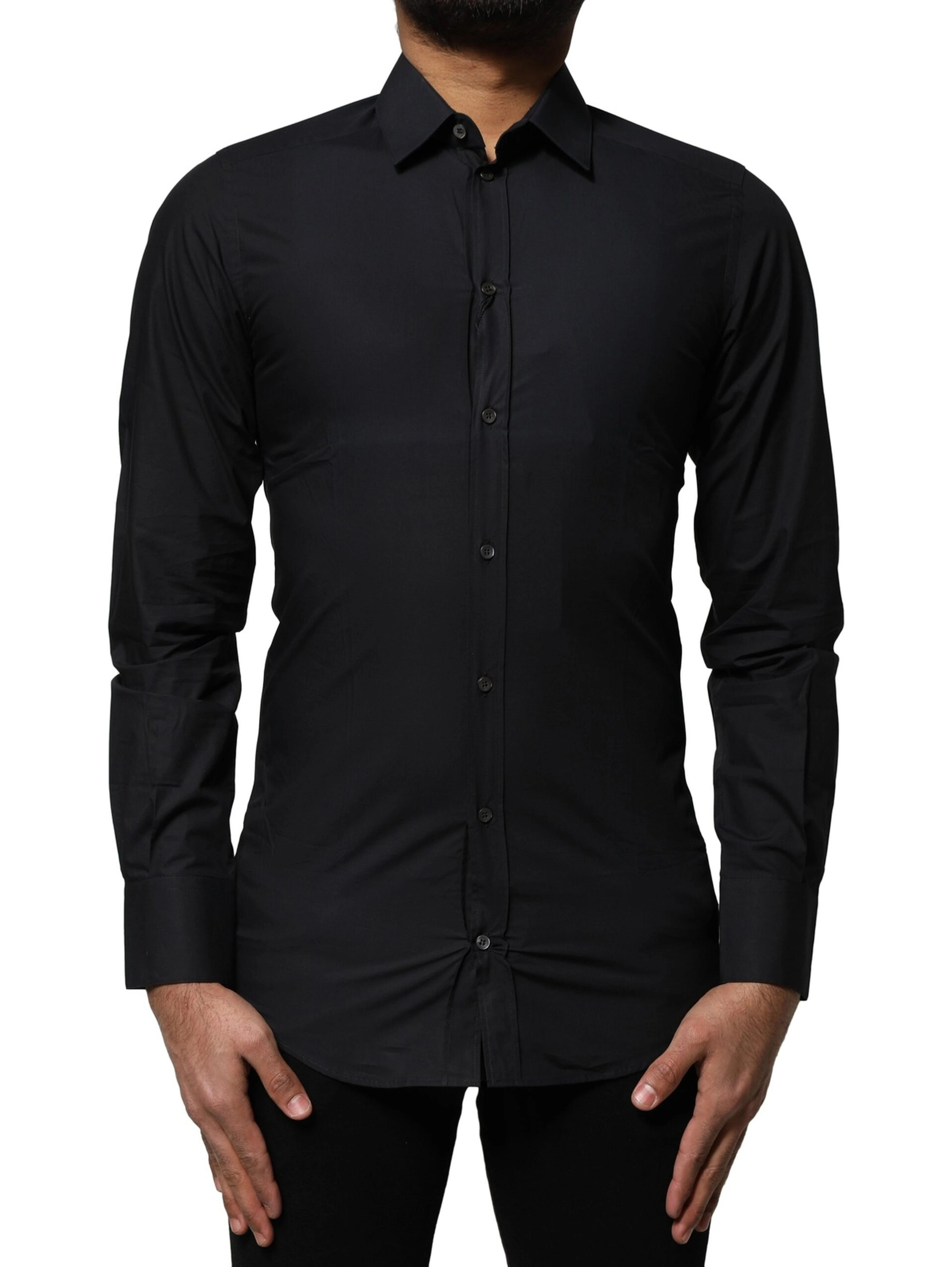 Black Cotton GOLD Long Sleeves Dress Shirt