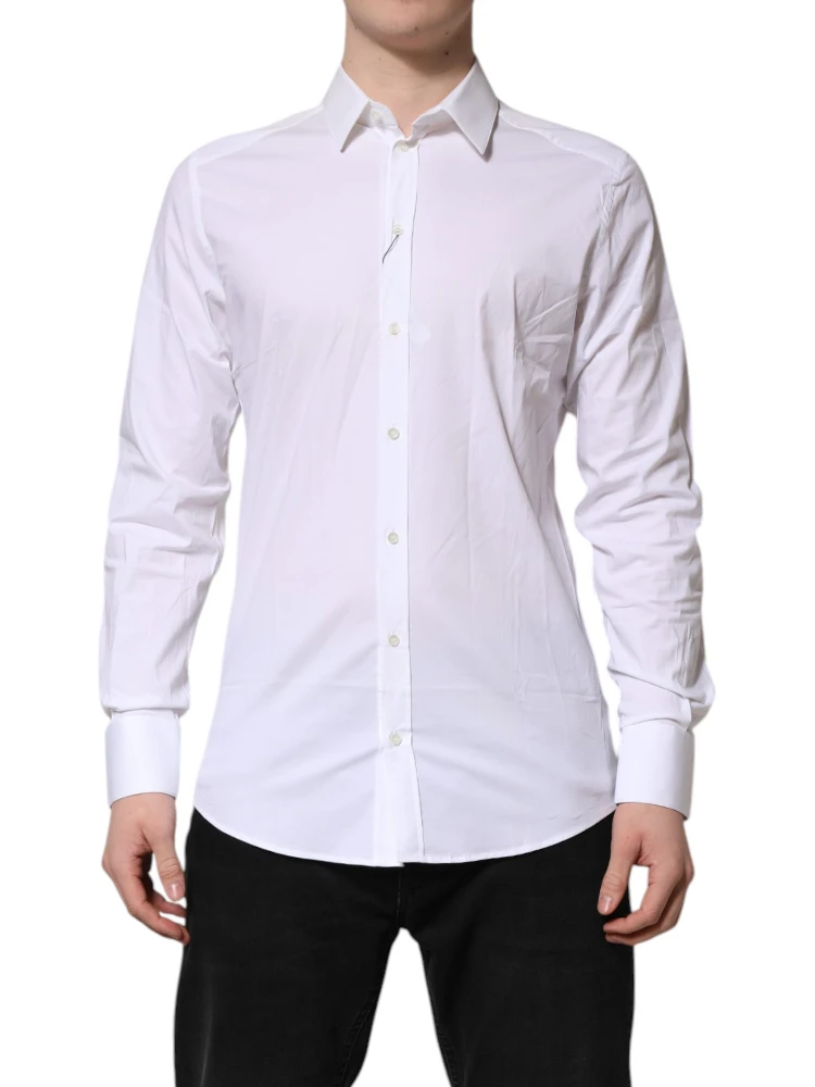 White GOLD Cotton Collared Dress Shirt Top