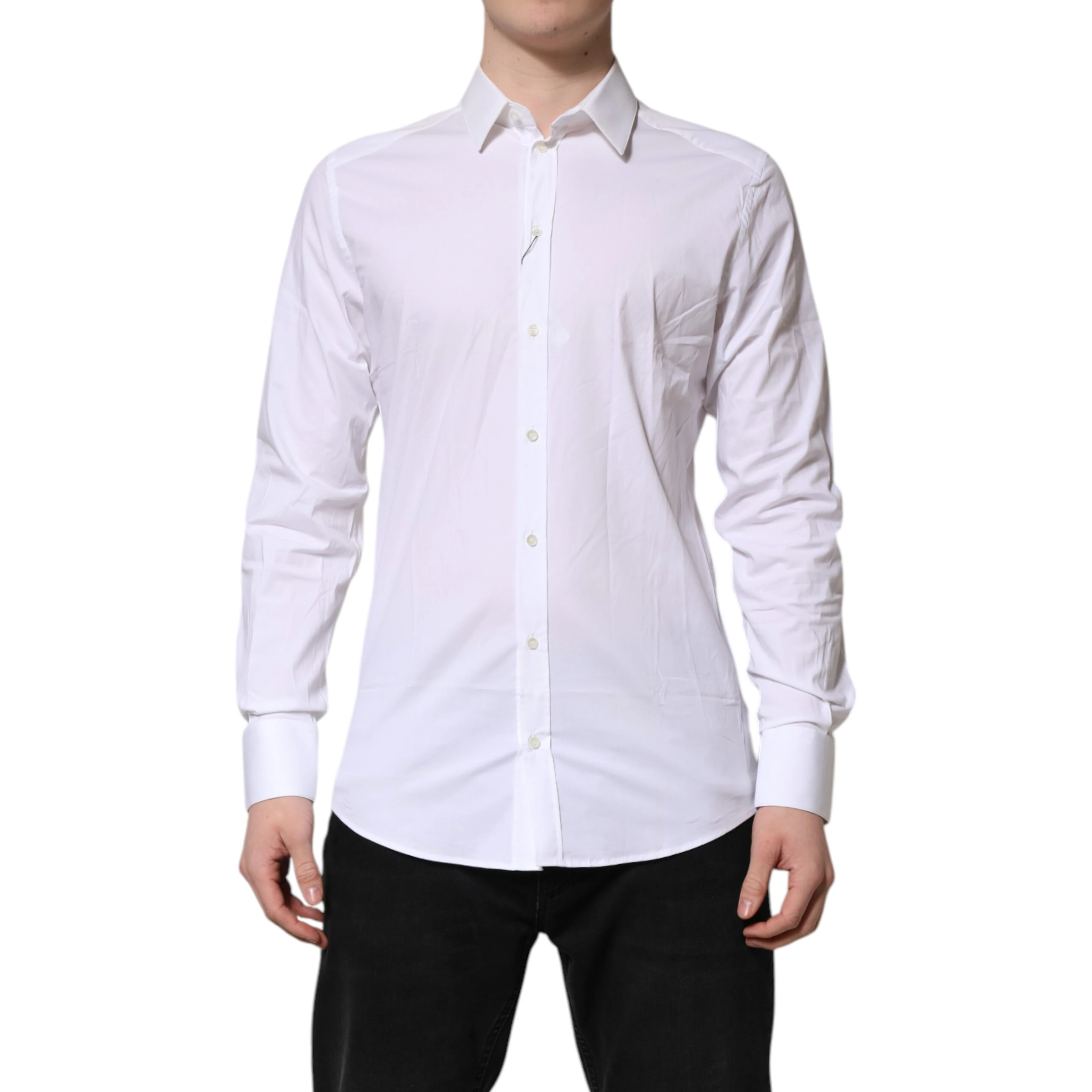 White GOLD Cotton Collared Dress Shirt Top