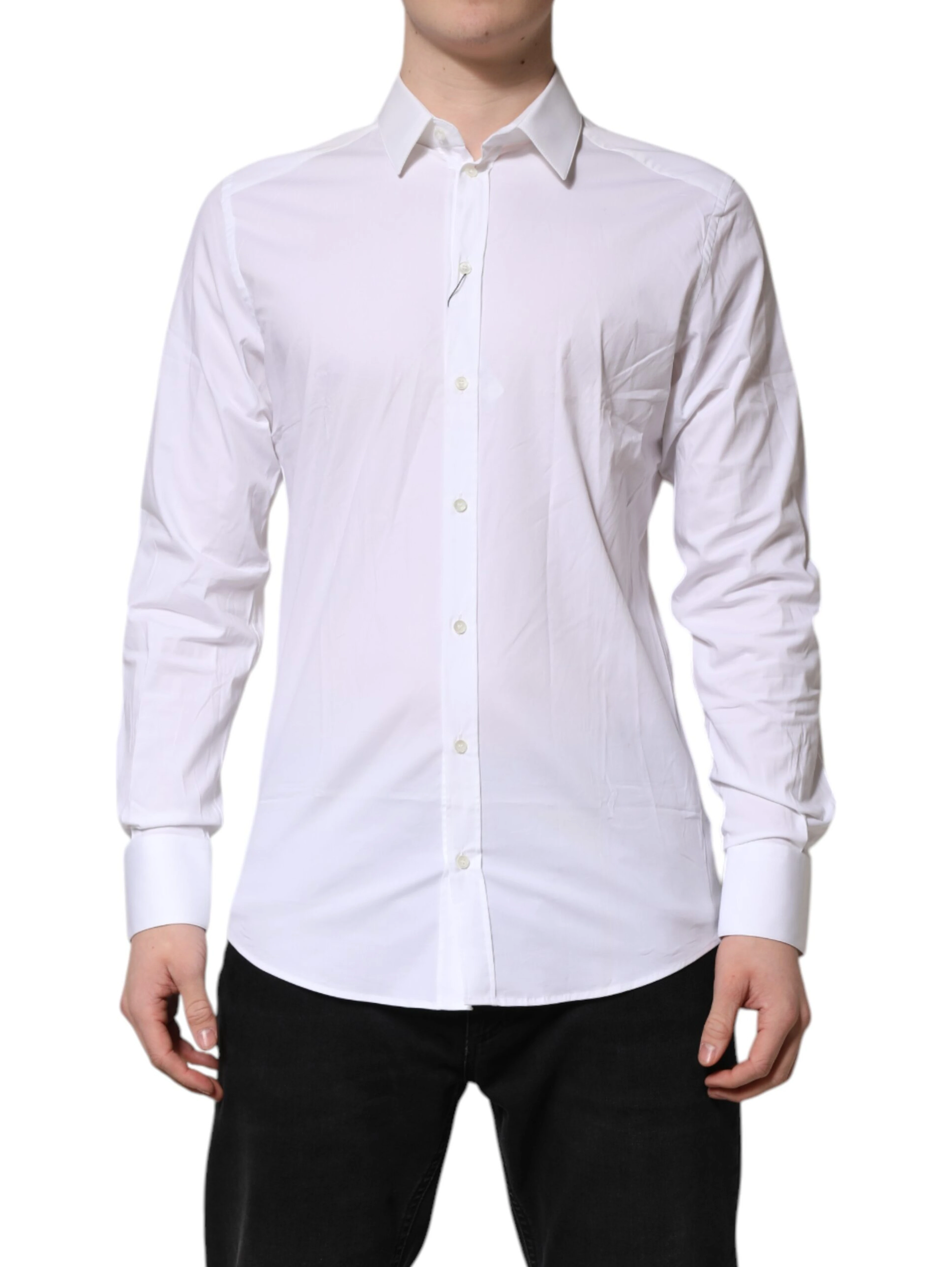 White GOLD Cotton Collared Dress Shirt Top