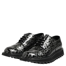 Black White Calfskin Chunky Derby Shoes