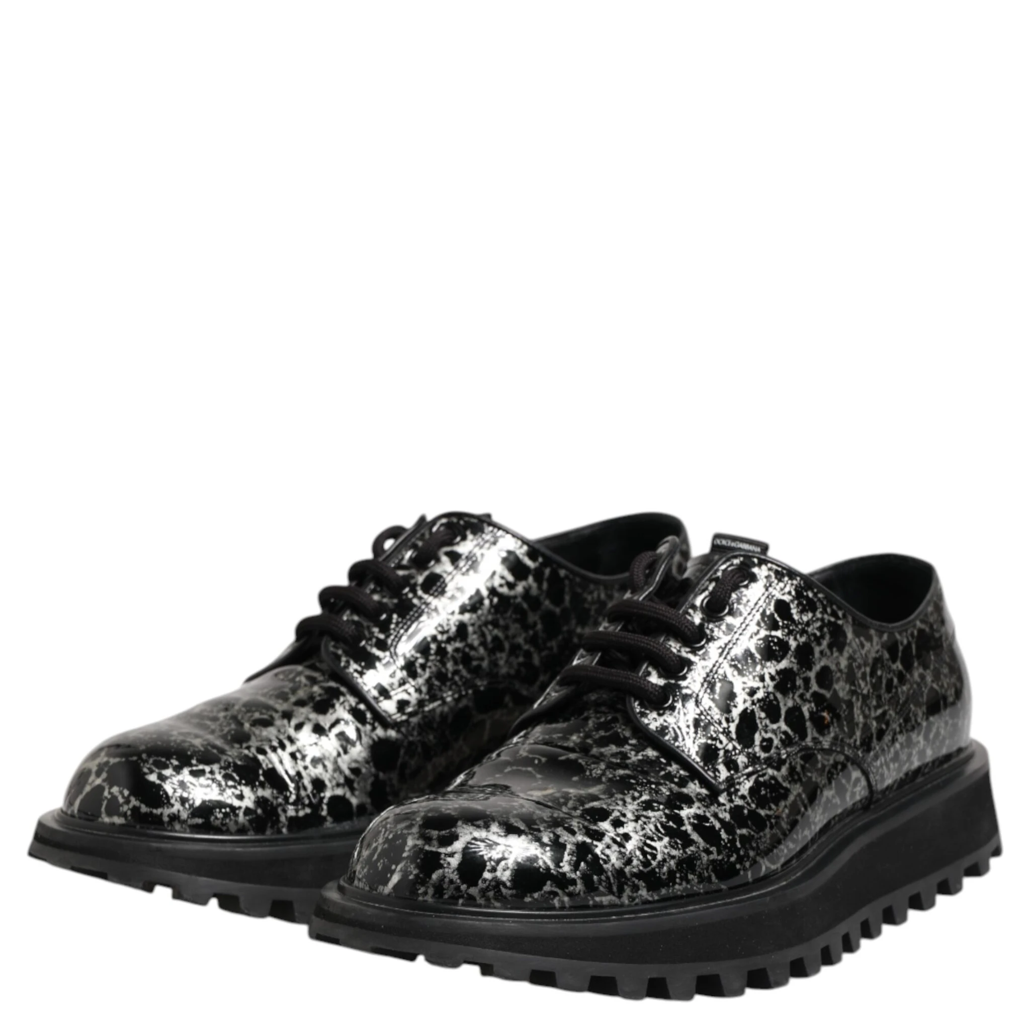 Black White Calfskin Chunky Derby Shoes