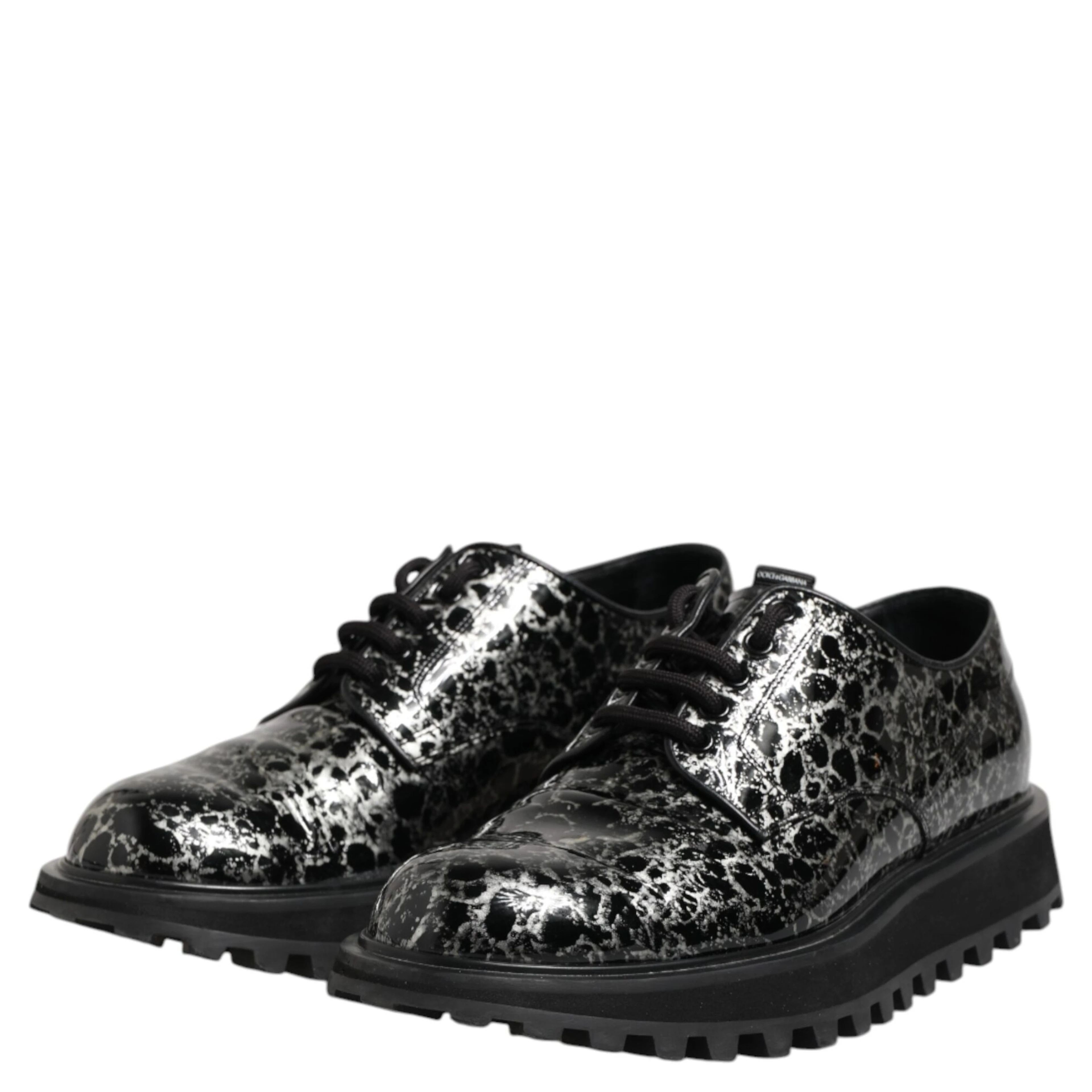 Black White Calfskin Chunky Derby Shoes