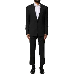 Black Wool 2 Piece Single Breasted Suit