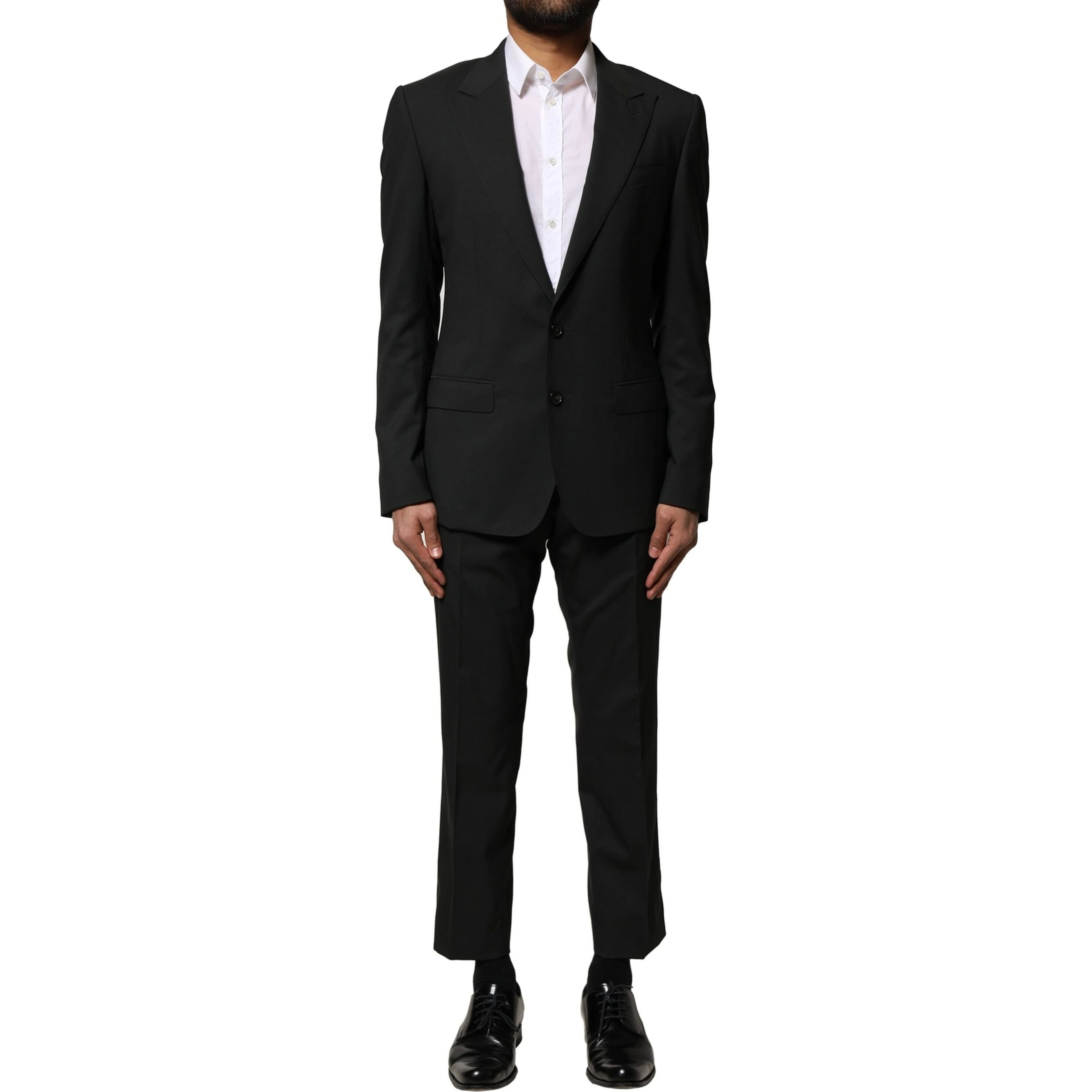 Black Wool 2 Piece Single Breasted Suit