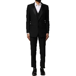 Black Wool 3 Piece Single Breasted Suit