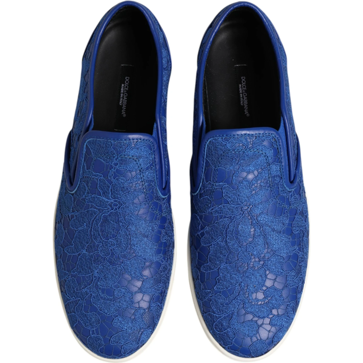 Blue Leather Lace Slip On Sneaker Shoes