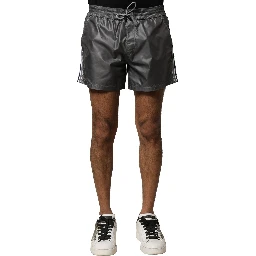 Gray Polyester Mid Waist Casual Bermuda Shorts