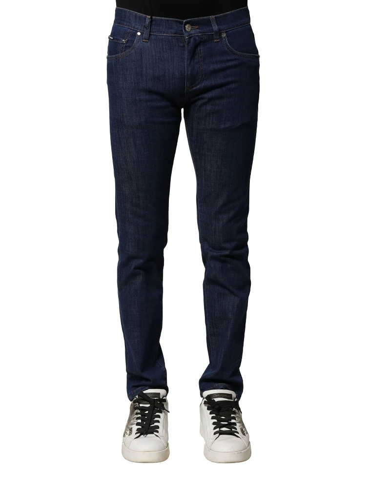 Blue Cotton Stretch Skinny Men Denim Jeans