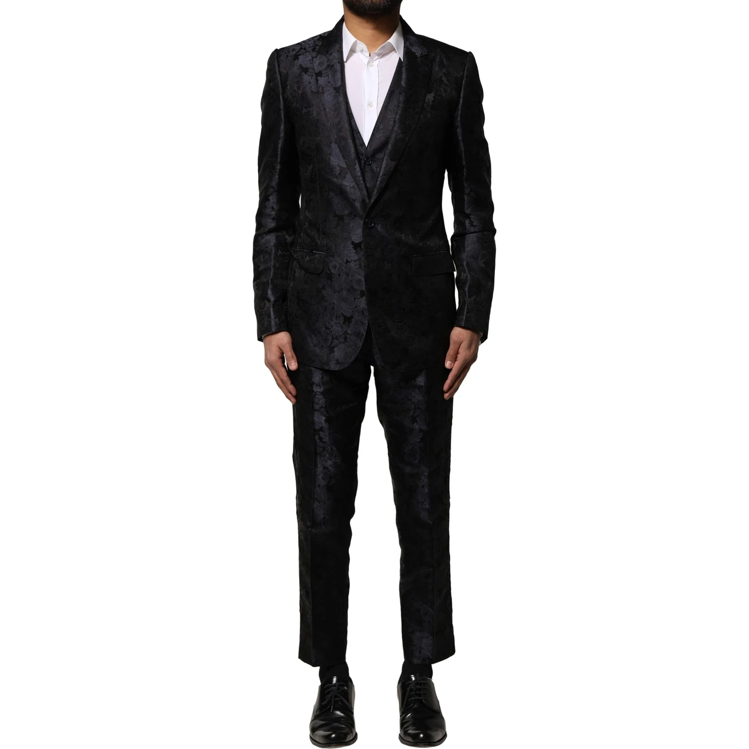 Black Jacquard 3 Piece Single Breasted Suit