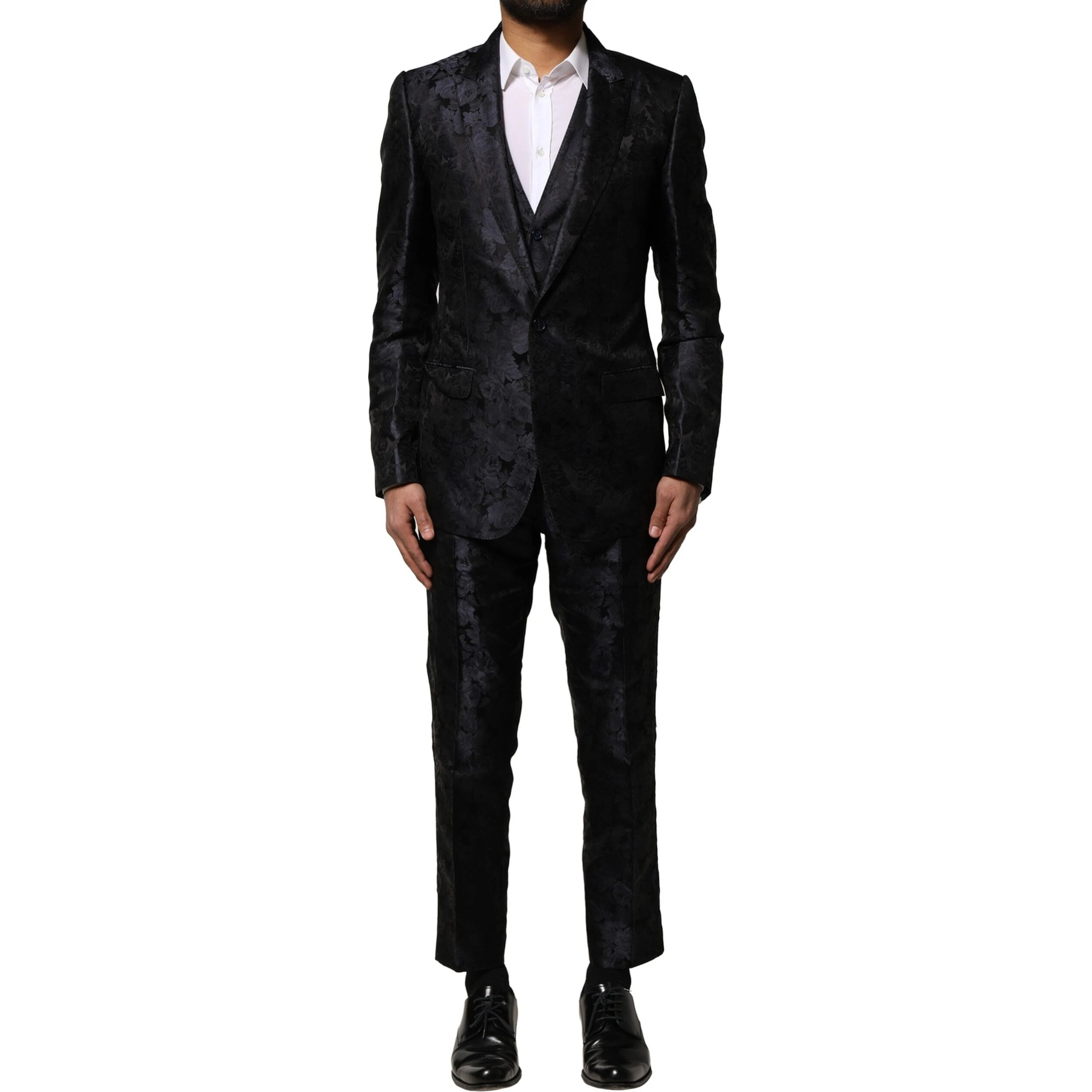 Black Jacquard 3 Piece Single Breasted Suit