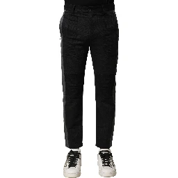 Black Gray Cotton Tapered Men Pants