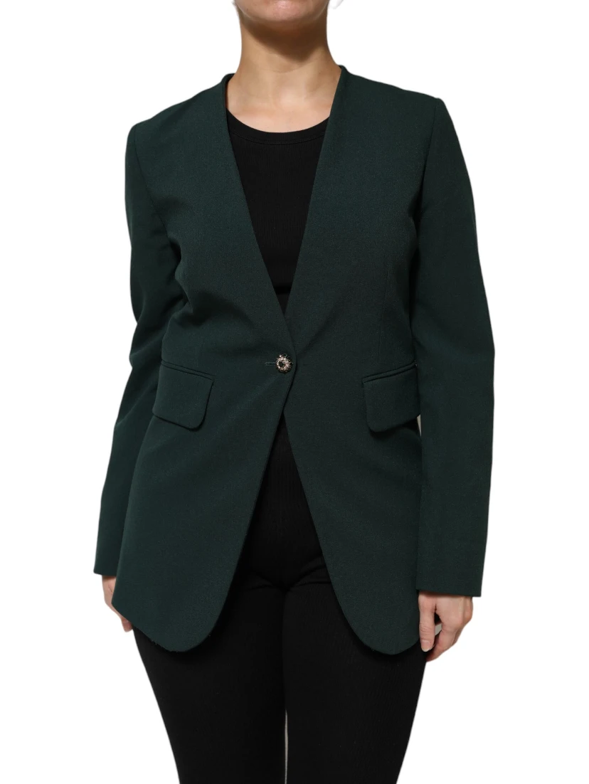 Green Single Breasted One Button Coat Jacket