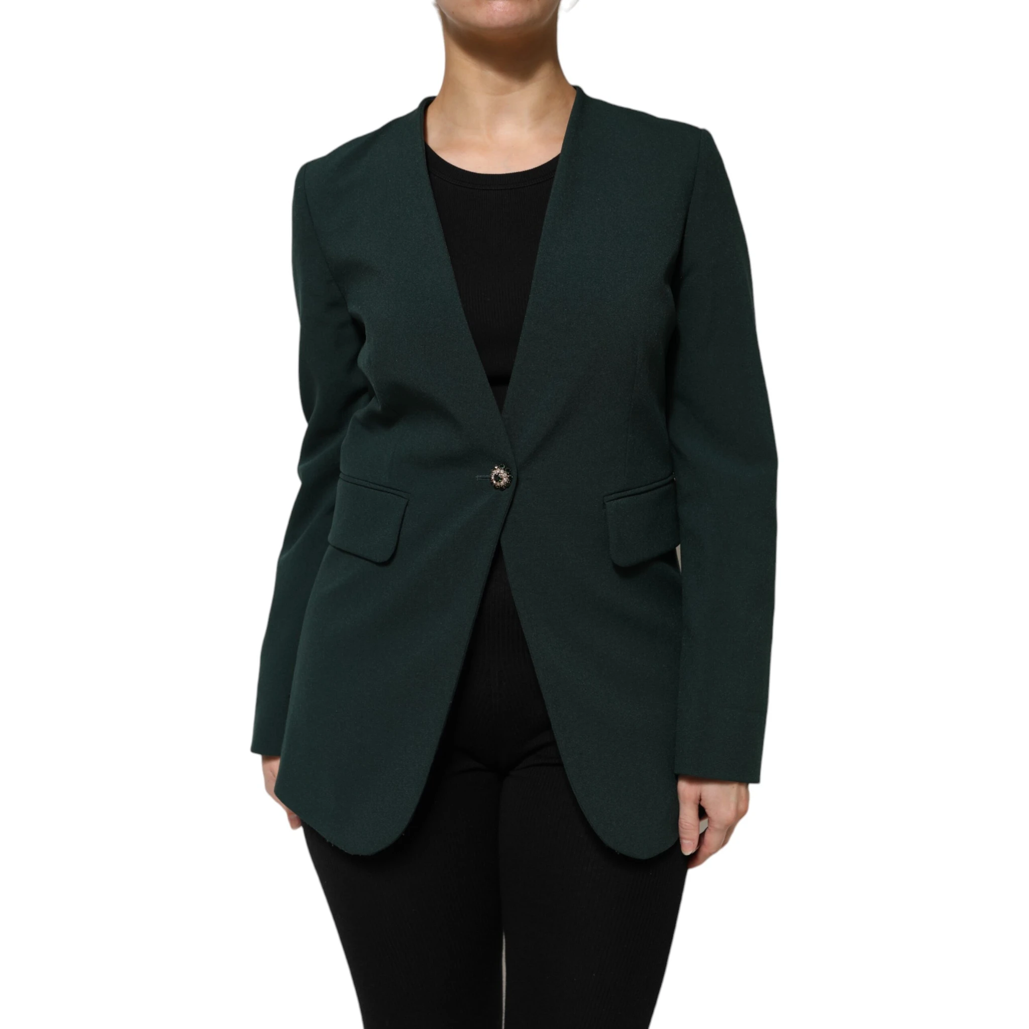 Green Single Breasted One Button Coat Jacket