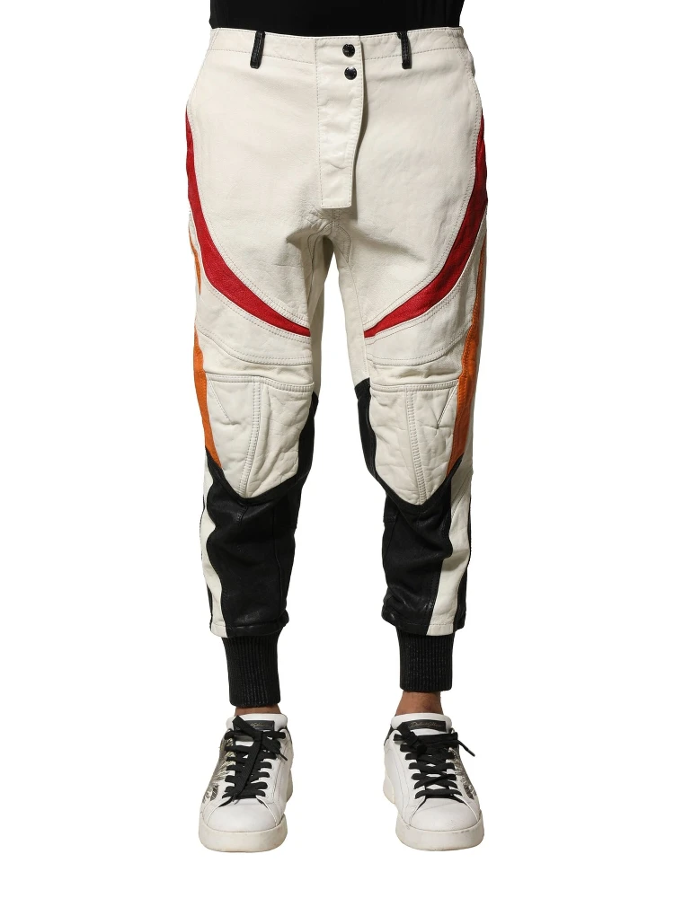 Multicolor Lambskin Tapered Men Pants
