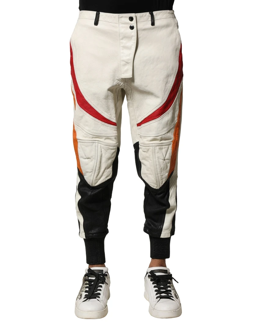 Multicolor Lambskin Tapered Men Pants