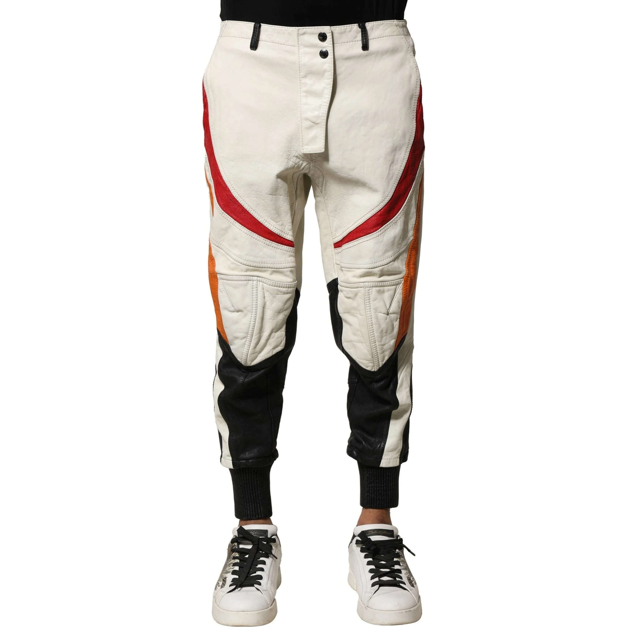 Multicolor Lambskin Tapered Men Pants