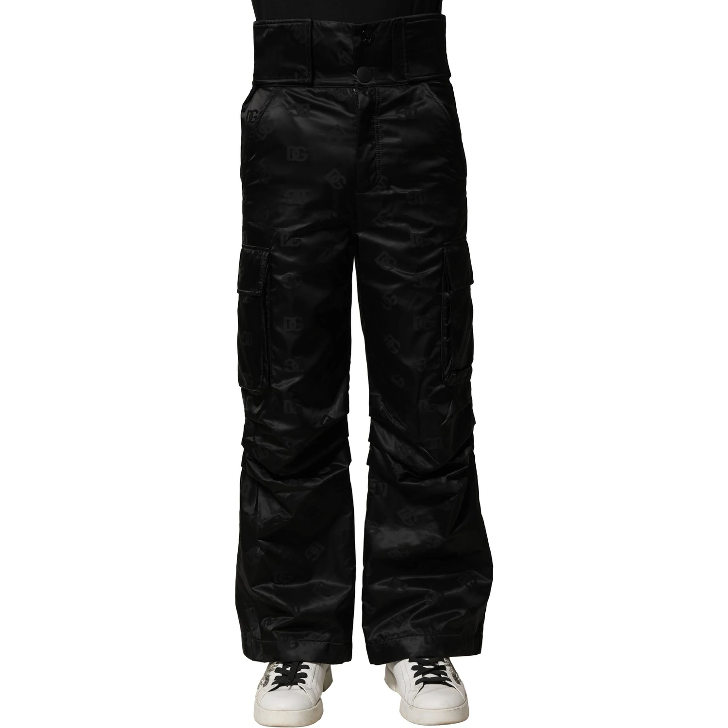 Black Nylon DG Logo Straight Pants