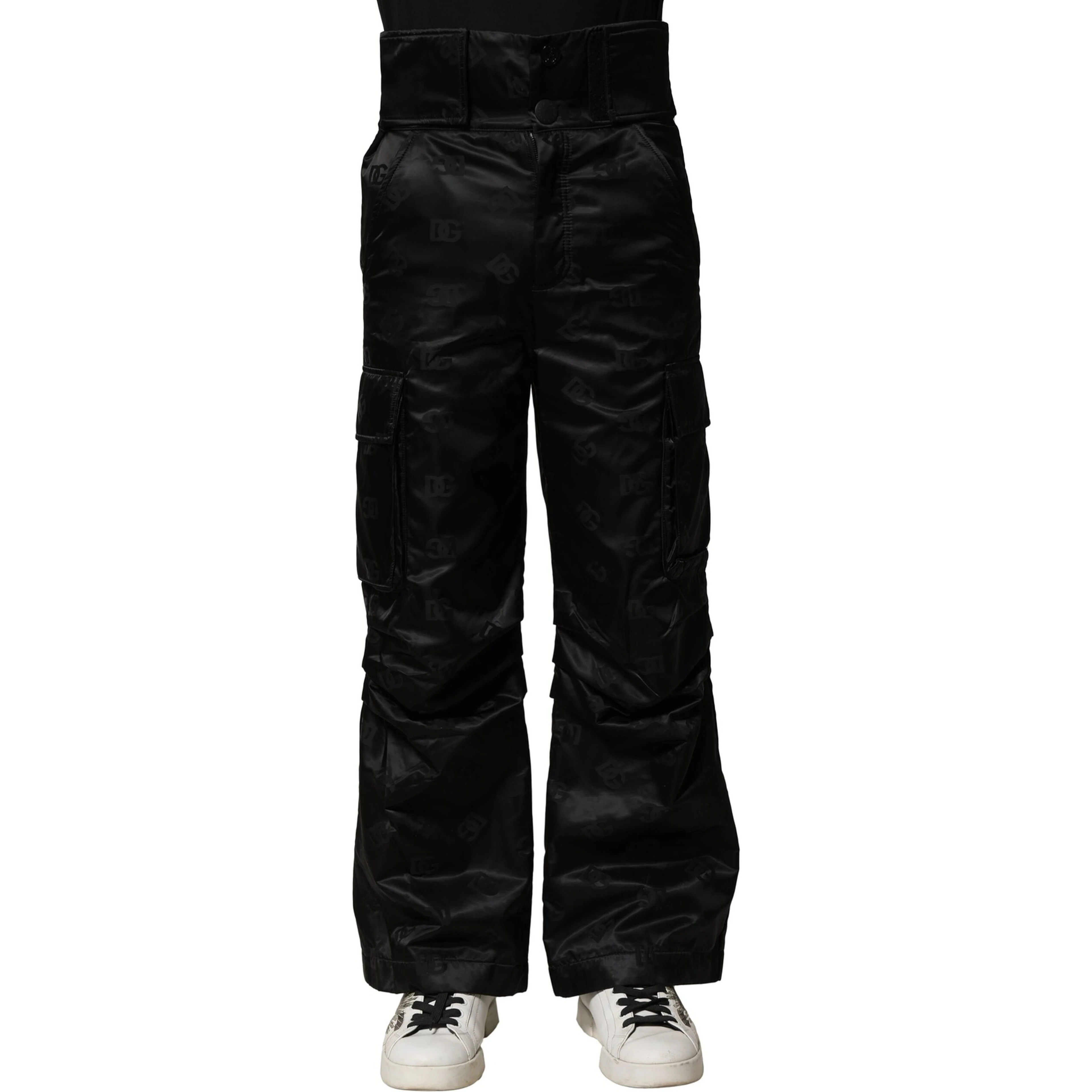 Black Nylon DG Logo Straight Pants
