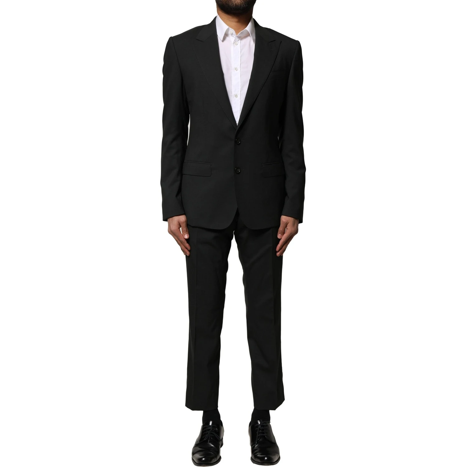 Black Wool 2 Piece Single Breasted Suit