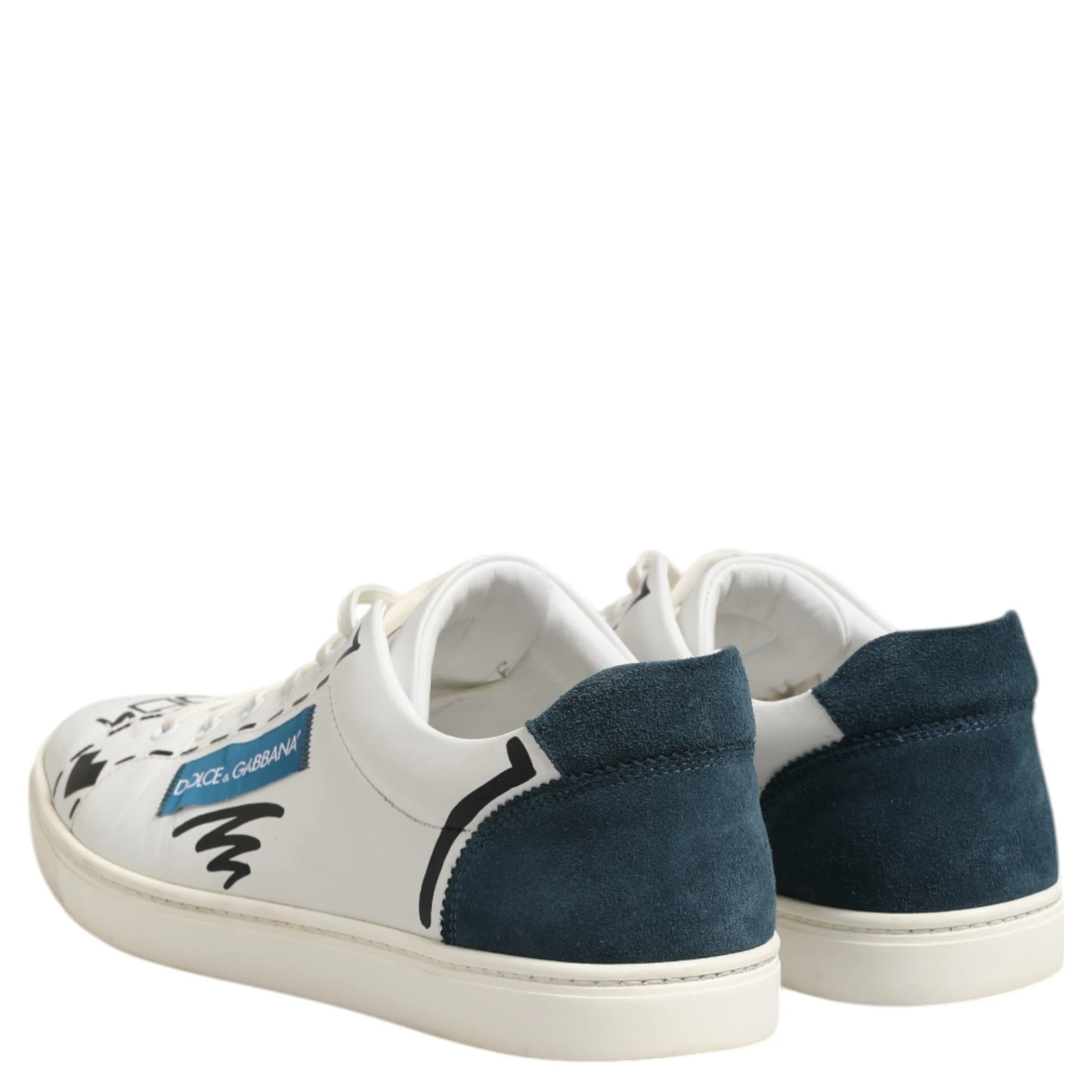 White Leather Printed Low Top Sneakers Shoes