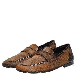 Brown Loafers Leather Slip On Men Dress Shoes