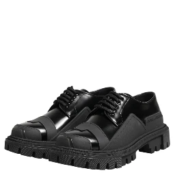 Black Patent Leather Trekking Derby Shoes
