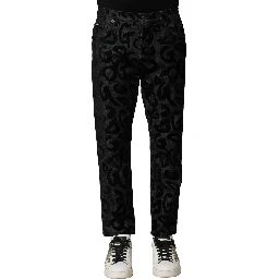 Gray Cotton DG Logo Straight Men Denim Jeans