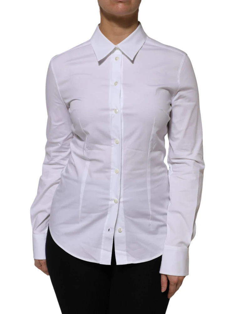White Cotton Collared Long Sleeves Shirt Top alternative