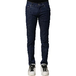 Blue Cotton Stretch Skinny Men Denim Jeans