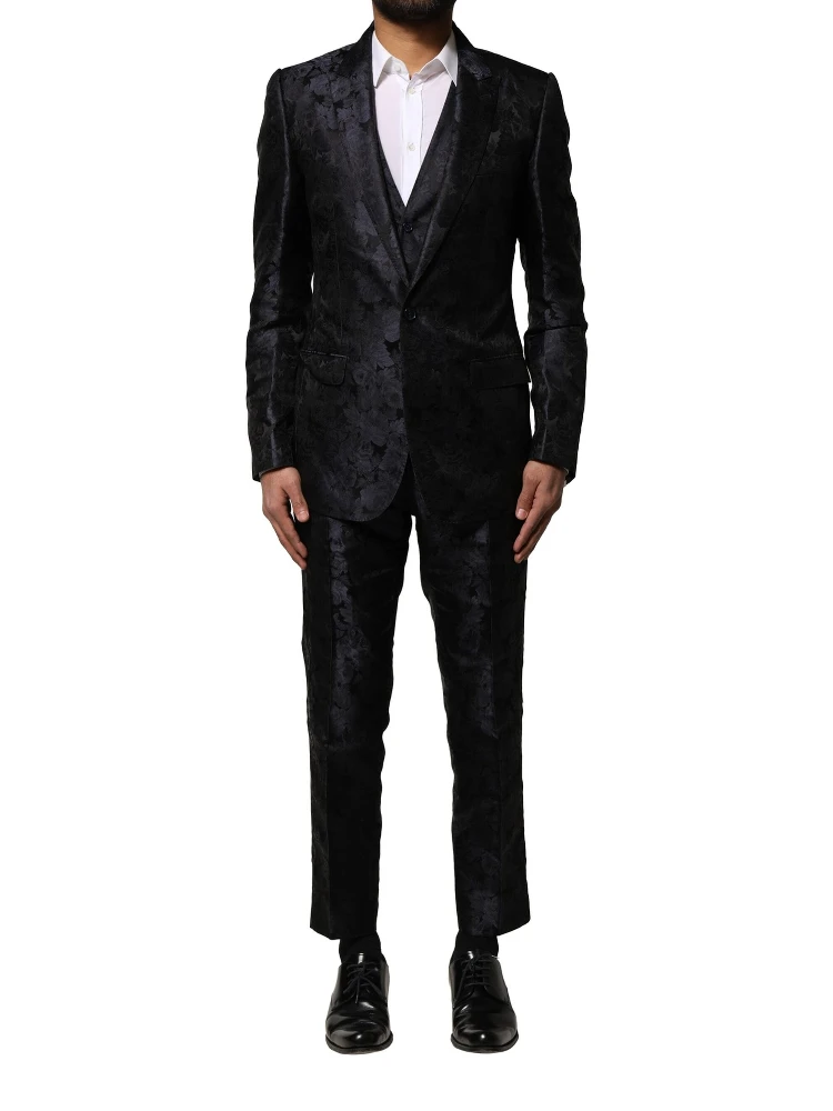Black Jacquard 3 Piece Single Breasted Suit alternative