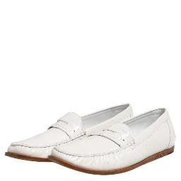 White Leather Loafers Moccasins Slip On Shoes