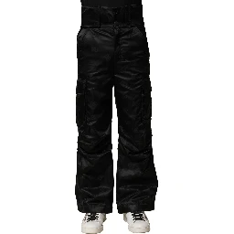 Black Nylon DG Logo Straight Pants