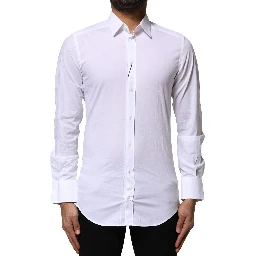 White Cotton GOLD Long Sleeves Dress Shirt